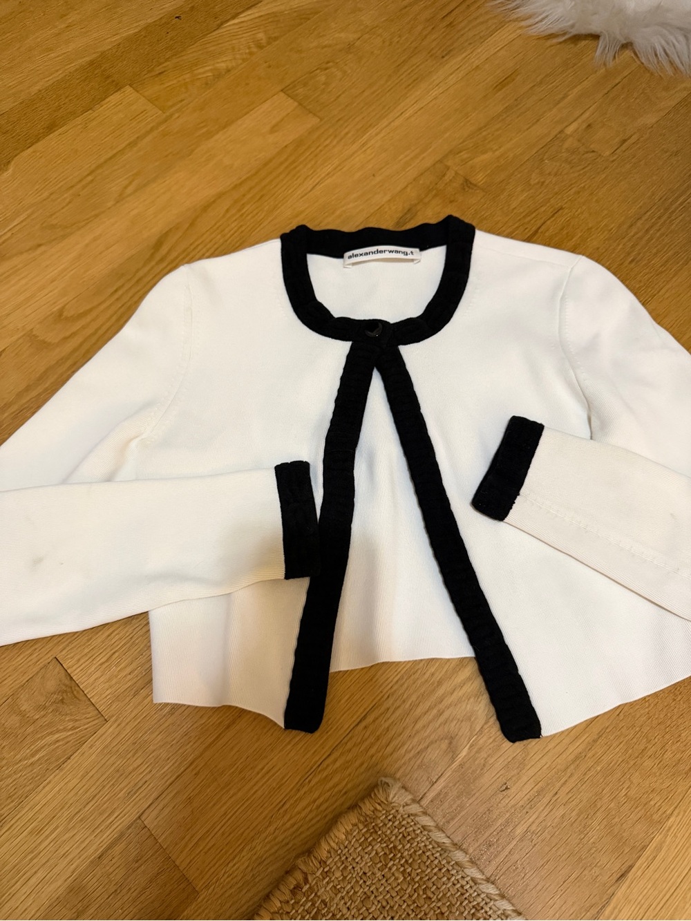 Alexander Wang White Cropped Jennie Knit Cardigan